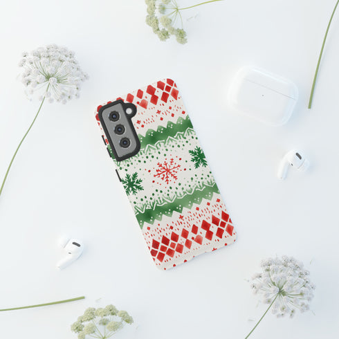 Watercolor Christmas Knitting - Impact Resistant Phone Case